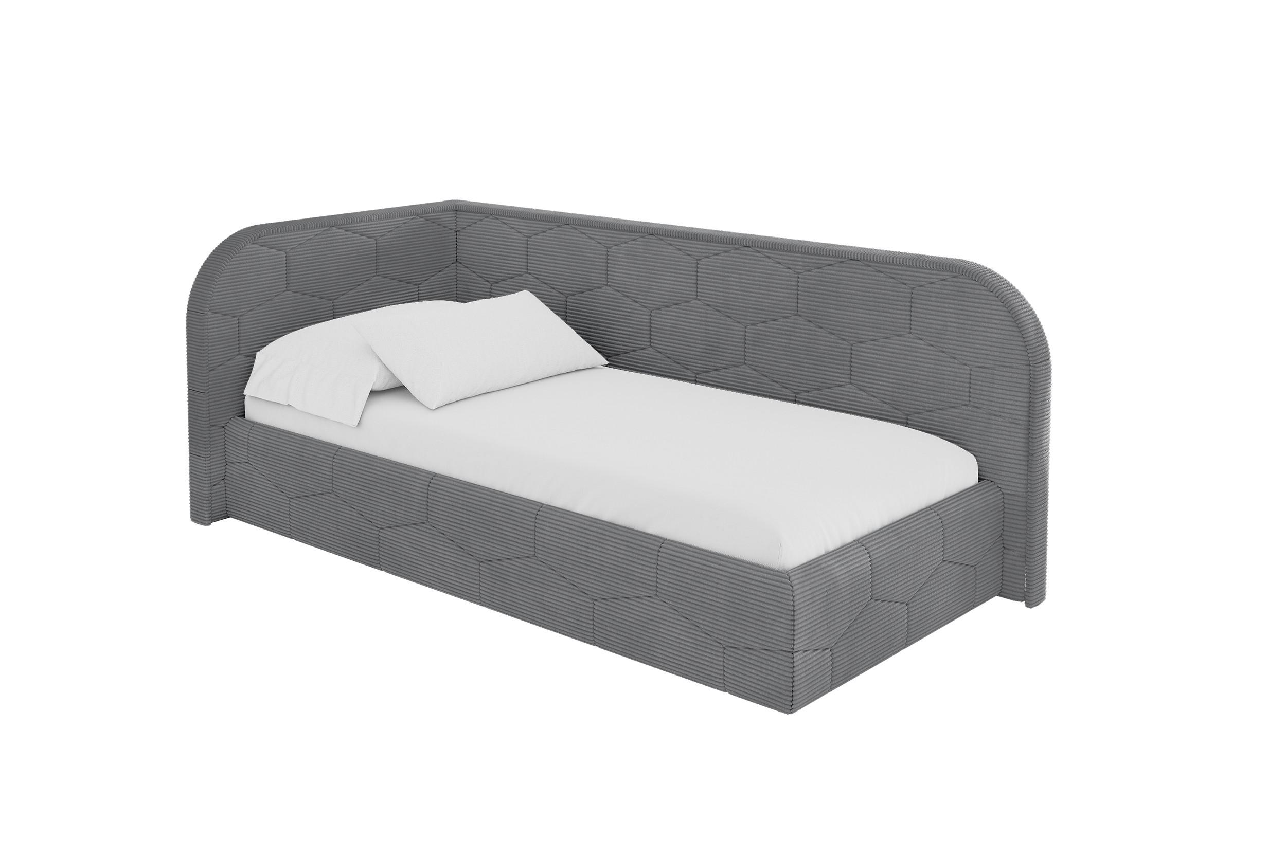 EINZELLBETT Jugendbett mit Bettkasten und Matratze H3/H4, Rechts - JAXY 100x200 Dunkelgrau - Schieferfarben, Holzwerkstoff/Textil (100/200cm) - ALTDECOR
