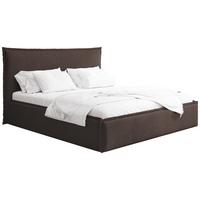 POLSTERBETT Pillow mit Bettkasten, Metall-Lattenrost und hohem Kopfteil - Braun Bouclé 140x200 cm - Birkefarben/Schwarz, Holz/Kunststoff (140/200cm) - WFL GROUP