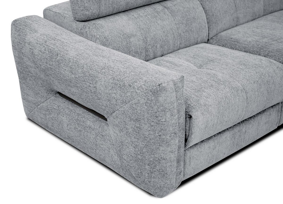 SOFA CALVERA 3-Sitzer mit 2 Relaxfunktionen, hellgrau - Hellgrau, Holzwerkstoff/Textil (204/79/106cm) - Wozimo