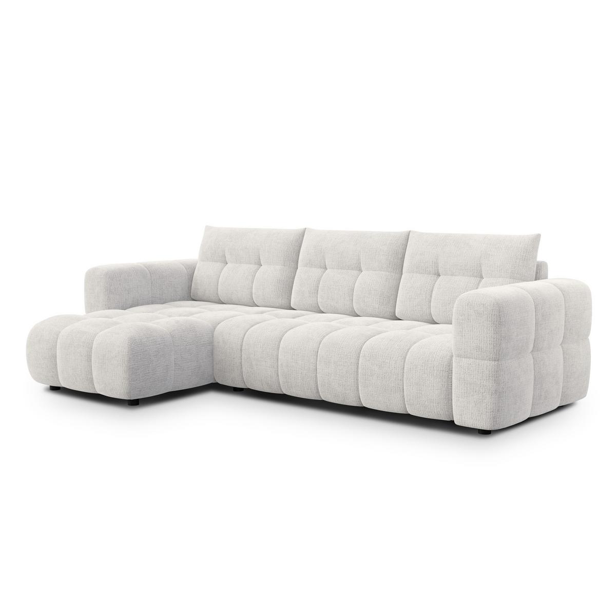ECKSOFA CLOUDI 4-Sitzer links, creme - Creme/Schwarz, Holz/Textil (294/160cm) - Wozimo