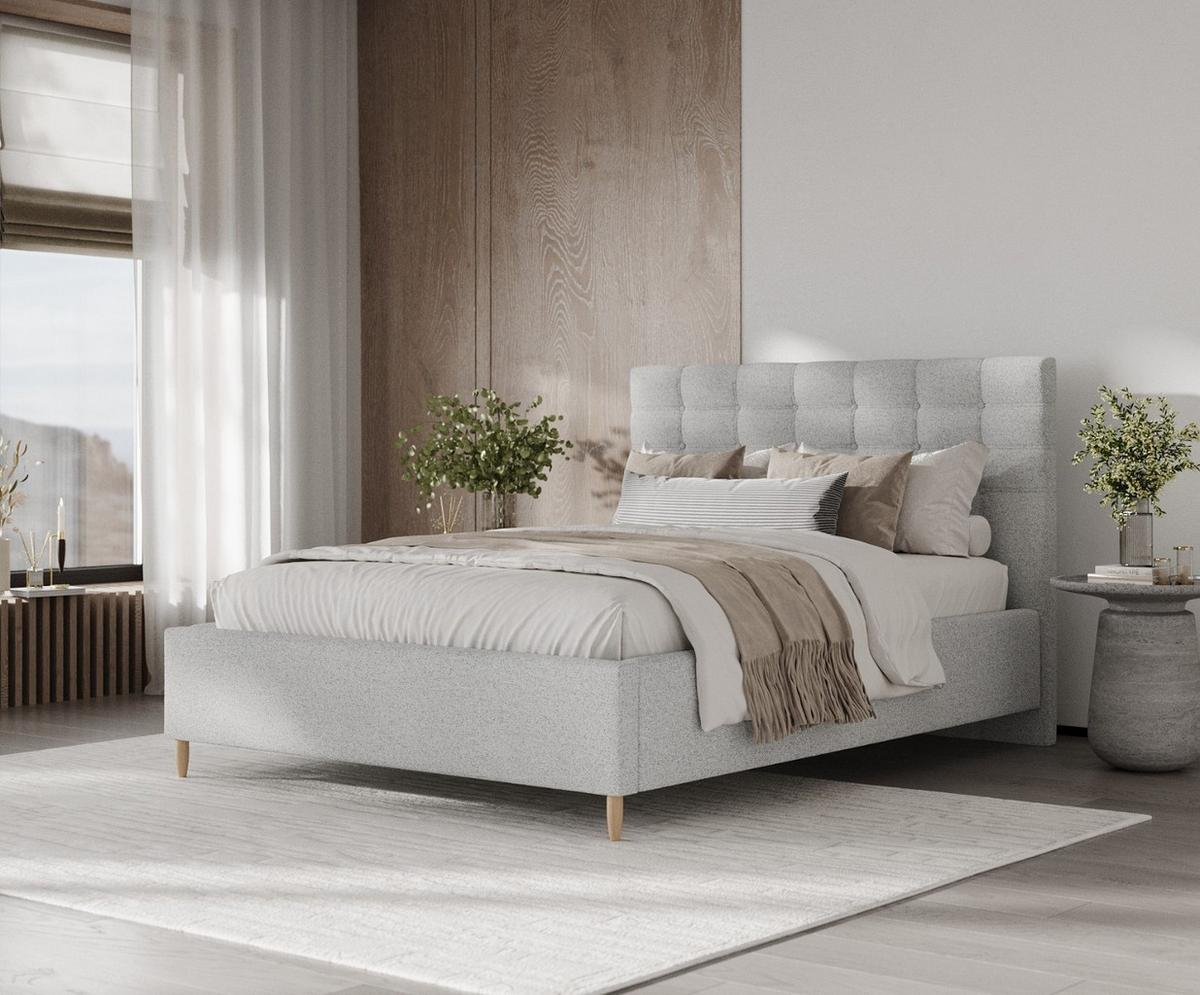 POLSTERBETT Soma 120/200 cm Hellgrau im Riva Stoff - Hellgrau/Naturfarben, Holz/Holzwerkstoff (120/200cm) - AltaBeds