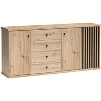 KOMMODE Caya mit drei Türen und vier Schubladen, 180 cm - Eiche Artisan, Holzwerkstoff (183/85/41cm) - Beautysofa