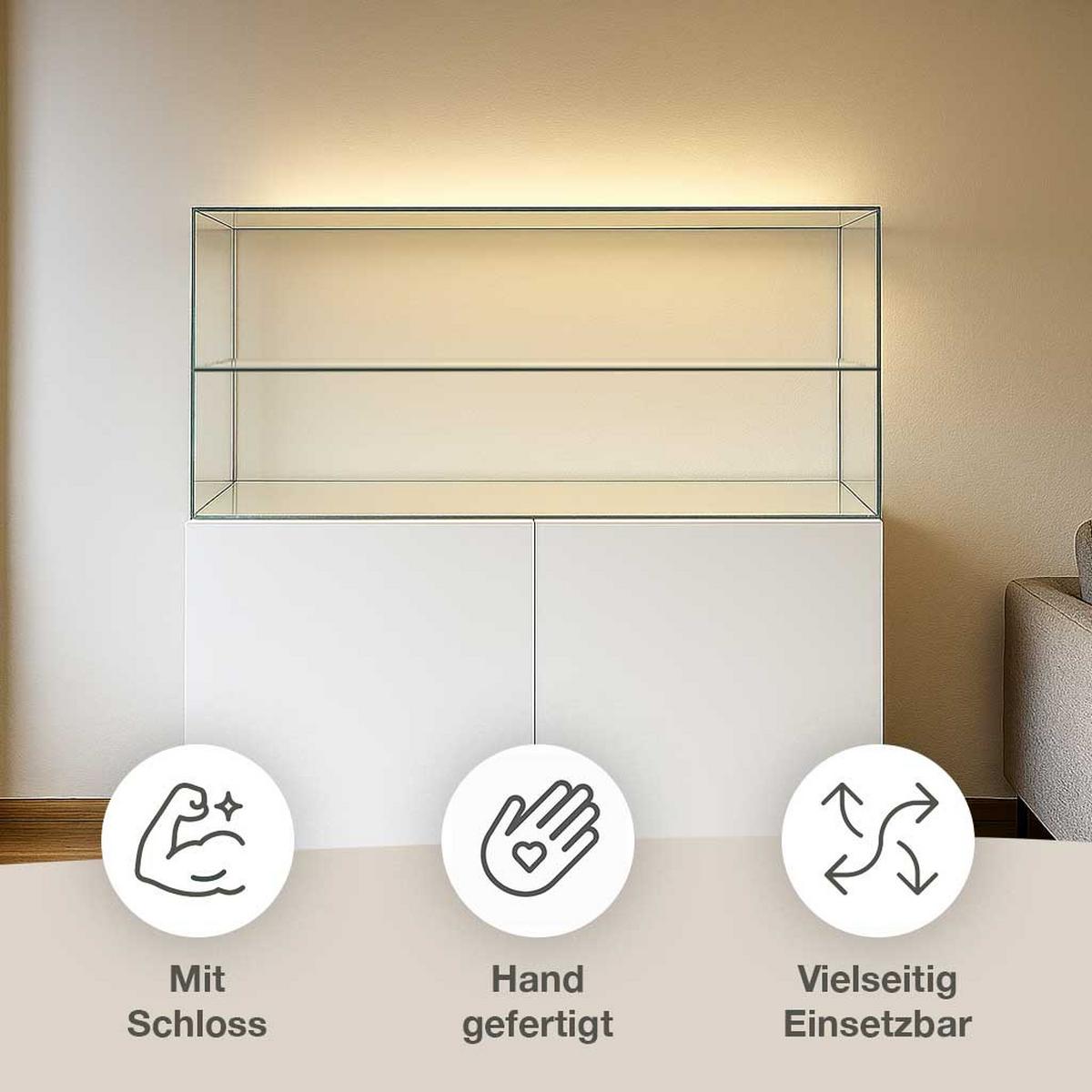 KUNSTVITRINE 36/100/47 cm mit Schiebetür, Schloss & Einlegeboden - Transparent, Glas (125/47/36cm) - K-Möbel
