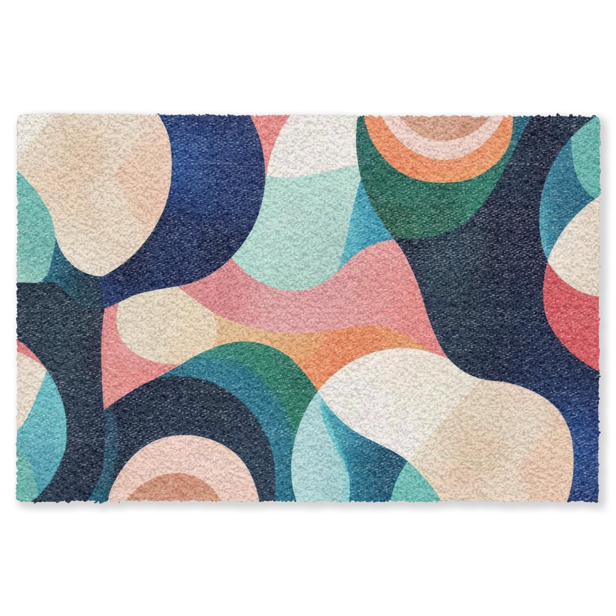 FUSSMATTE Abstrakt - Blau - Rosa Fußabtreter 60x40 cm - Multicolor, Kunststoff (60/0.4cm) - MuchoWow