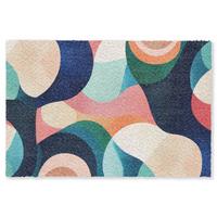 FUSSMATTE Abstrakt - Blau - Rosa Fußabtreter 90x60 cm - Multicolor, Kunststoff (90/0.4cm) - MuchoWow