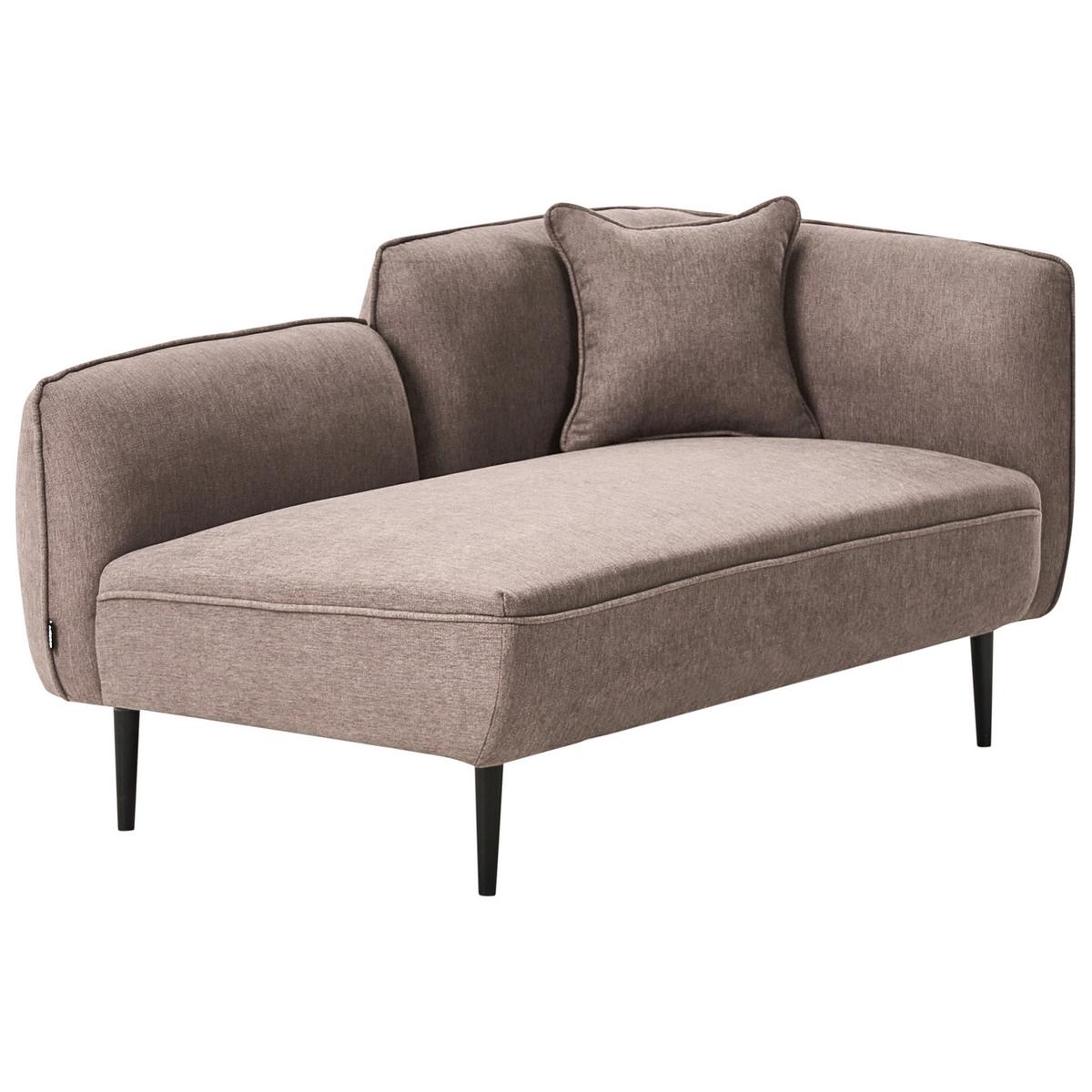 CHAISELONGUE-RECHTSSEITIGE Stoff Hellbraun Chevannes - Hellbraun/Schwarz, Textil (138/74/77cm) - Beliani
