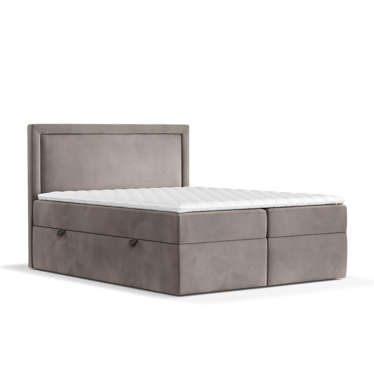 BOXBETT Jodan 160/200 cm Taupe im Magic Velvet Stoff - Taupe/Schwarz, Holz/Holzwerkstoff (160/200cm) - AltaBeds