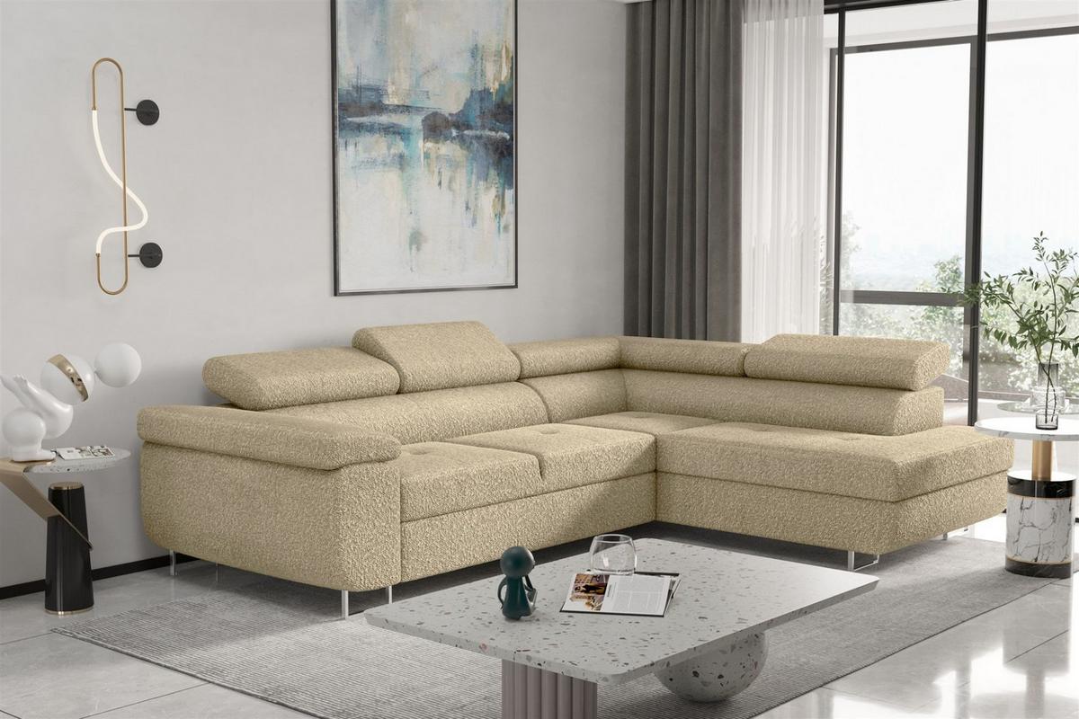 ECKSOFA Jade Mit Schlaffunktion - Creme, Holzwerkstoff/Textil (275/202cm) - Fun Möbel