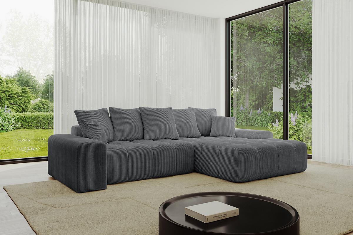 ECKSOFA Ottomane Rechts ENSI-L - 267x164x69 cm Dunkelgrau - Dunkelgrau, Holzwerkstoff/Kunststoff (164/267cm) - ALTDECOR