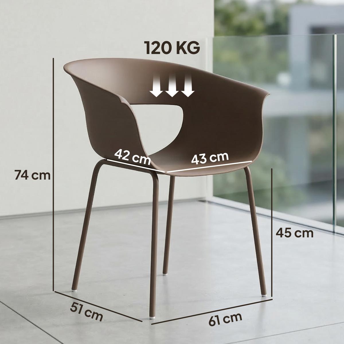 GARTENSTÜHLE 4er Set Metall Kunststoff Kaffee - Braun, Kunststoff/Metall (51/74/61cm) - Outsunny
