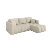 ECKSOFA mit Schlaffunktion Ottomane Rechts GARD-L 226x146x85 Beige Bouclé - Sandfarben/Beige, Holzwerkstoff/Kunststoff (226/146cm) - ALTDECOR