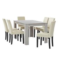 TISCHGRUPPE Forssa - Eichefarben/Creme, Holz/Holzwerkstoff (140/77/90cm) - [en.casa]