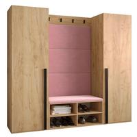GARDEROBEN-SET 184/184/42 - Pink/Eichefarben, Holz/Kunststoff (184/184/42cm) - MÖBEL KRYSPOL