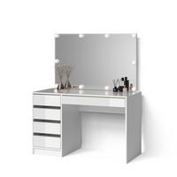 SCHMINKTISCH Imola Weiß/Gold 120 cm mit LED Beleuchtung - Goldfarben/Weiß, Holzwerkstoff (120/75/55cm) - Livinity®
