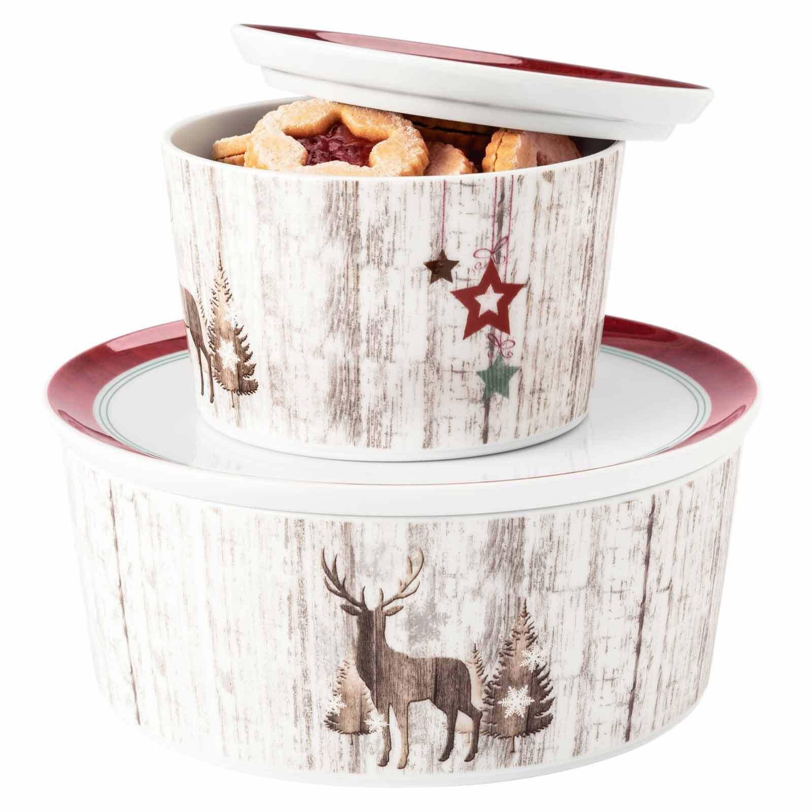 GEBÄCKDOSEN Life Christmas weiß-braun ø 14 / 21 cm 2er Set - Weiß/Braun, Keramik (2/2/2cm) - Seltmann Weiden