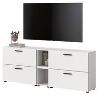 TV-LOWBOARD weiß 176 cm, Fernsehtisch hängend / stehend mit Soft-Close - Schwarz/Weiß, Holzwerkstoff/Kunststoff (176/67/34cm) - Inn.Furn