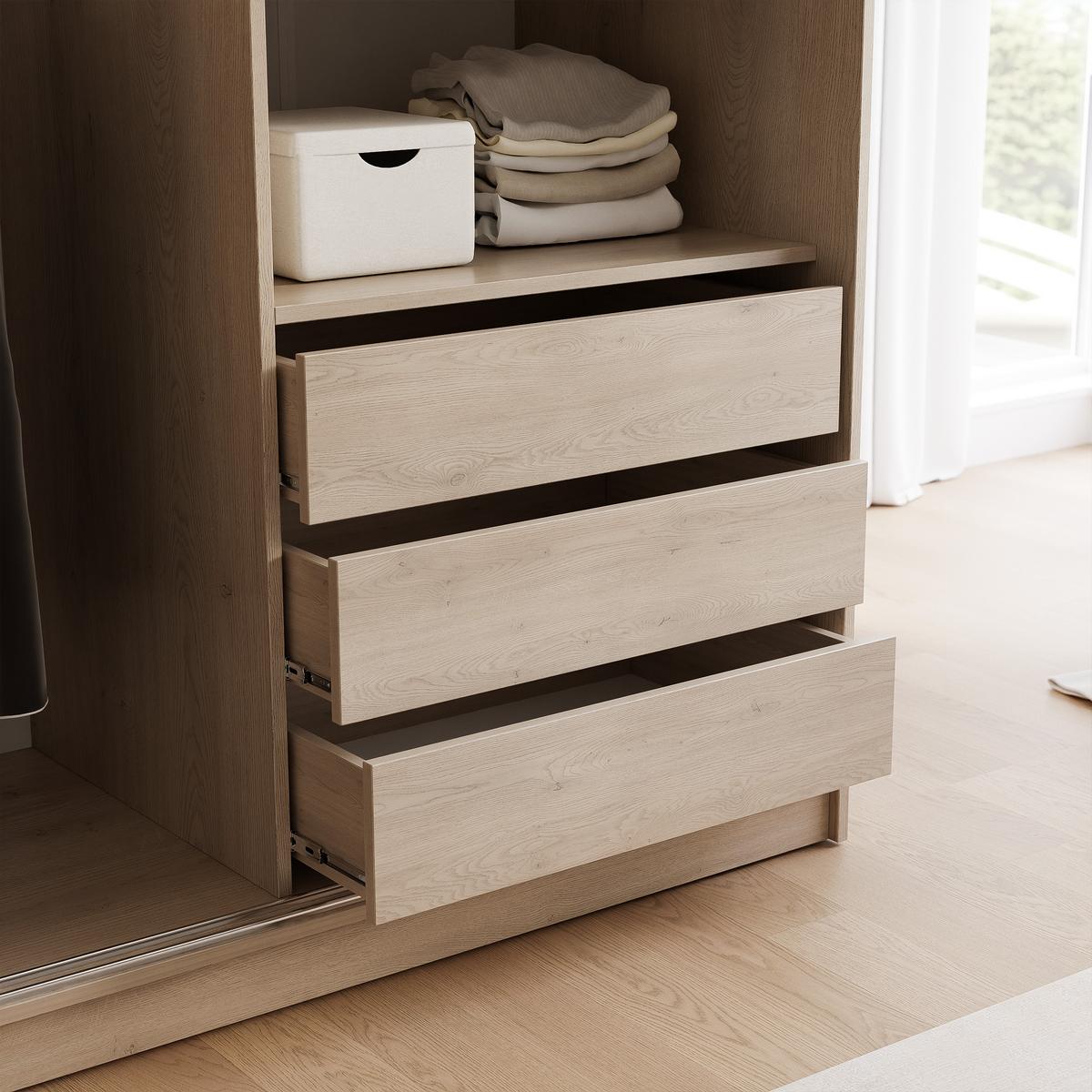 SCHIEBETÜRENSCHRANK SILENTE 140 cm mit Einlegeböden und Kleiderstange - Beige, Holzwerkstoff (140/215/60cm) - Idohome