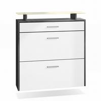 SCHUHSCHRANK Malea Fronten in Weiß matt - Weiß, Holzwerkstoff (89/96/23cm) - Vladon