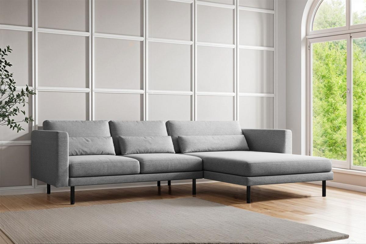 ECKSOFA Agada In Verita - Hellgrau, Holzwerkstoff/Textil (281/174cm) - Fun Möbel
