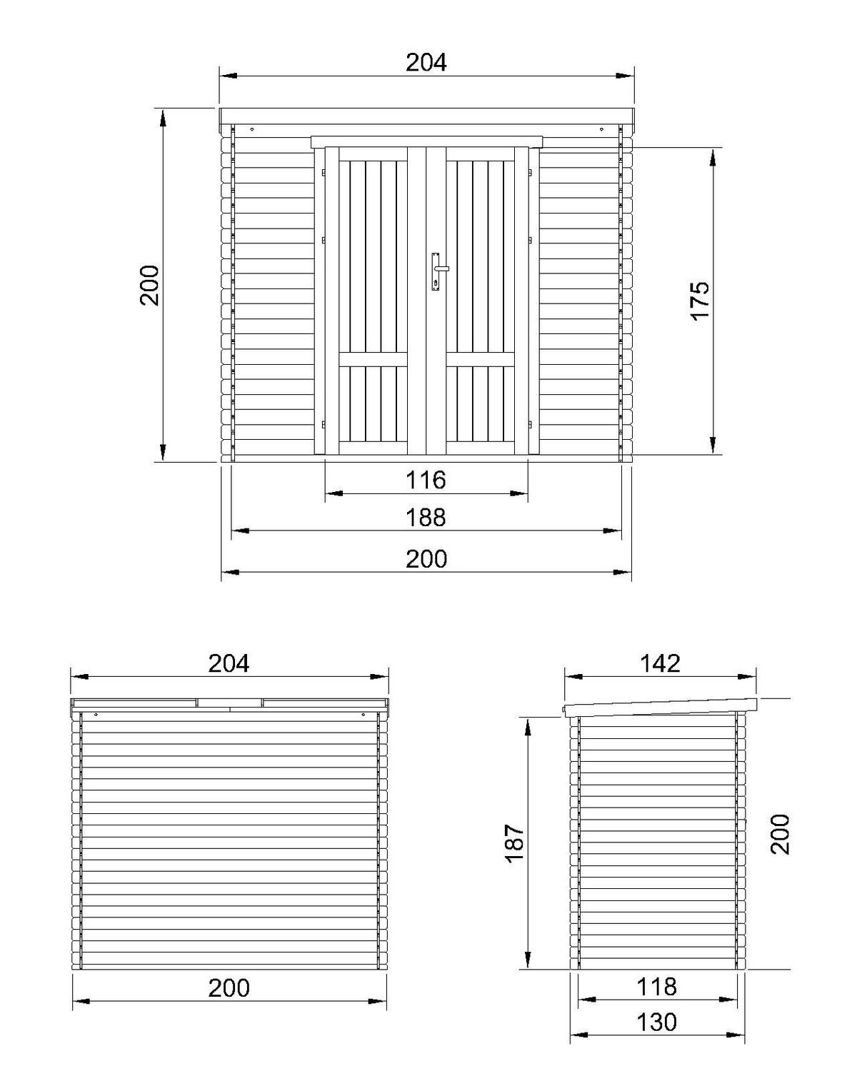 HOLZ-GARTENHAUS 2,22 m² TIMBELA M311F1 - Naturfarben, Holz (204/200/142cm) - Timbela