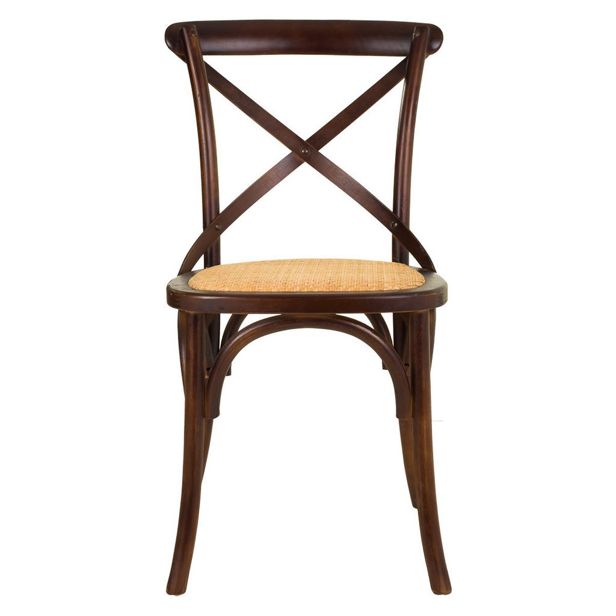 STUHL aus Holz und Rattan, braun, 44x42x46cm - Dunkelbraun, Holz (44/88/42cm) - Wanderlust