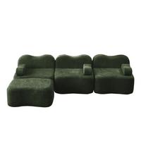 ECKSOFA L-Form Boneless Samt mit Ottoman - Grün, Textil (288/167cm) - Urban Meuble