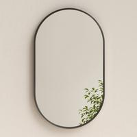 WANDSPIEGEL Umweltfreundlicher Glasspiegel Ovale Schwarz 100/60/2 cm - Schwarz, Glas/Metall (60/100/2cm) - EMKE