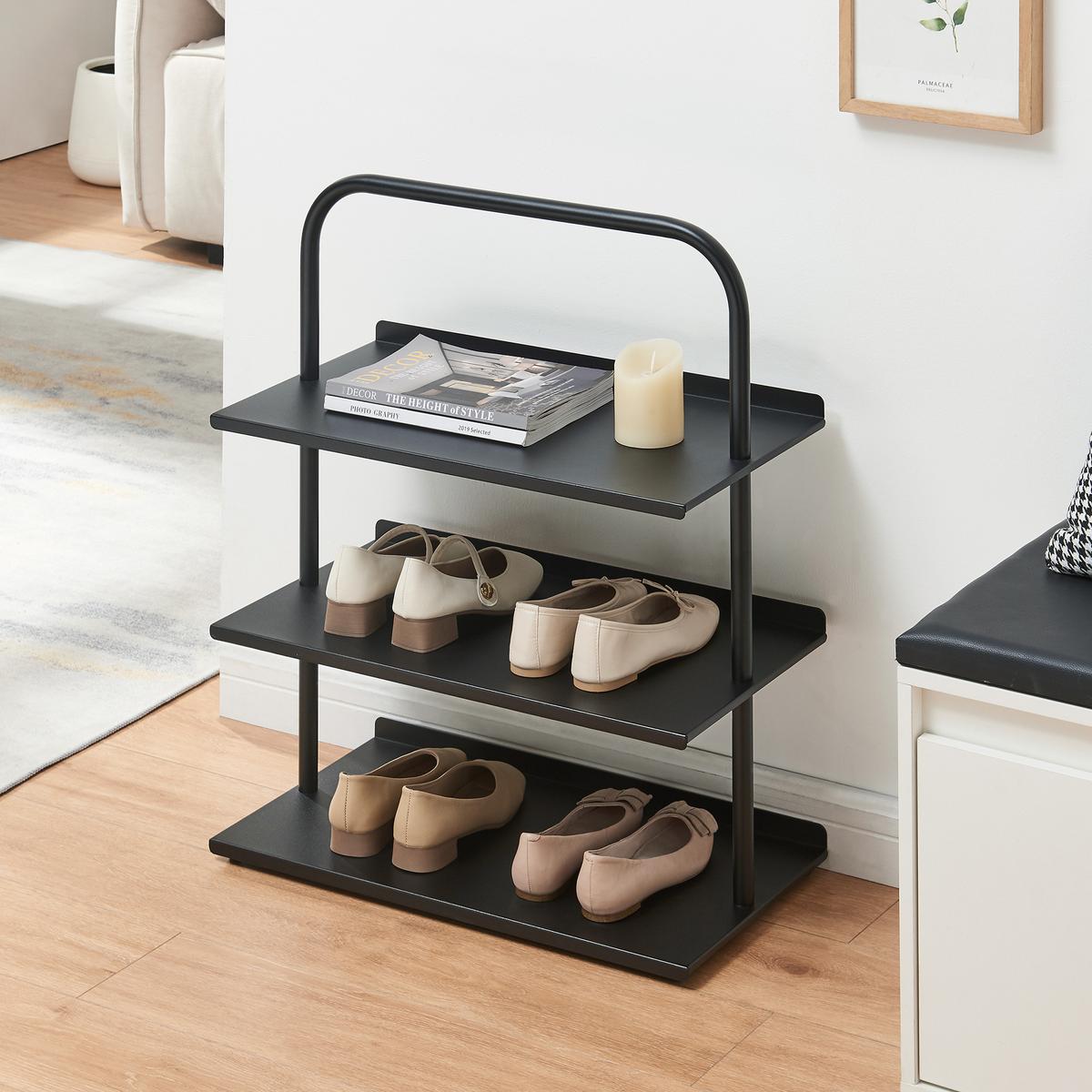 SCHUHREGAL Poytya - Schwarz, Metall (60/73/32cm) - [en.casa]