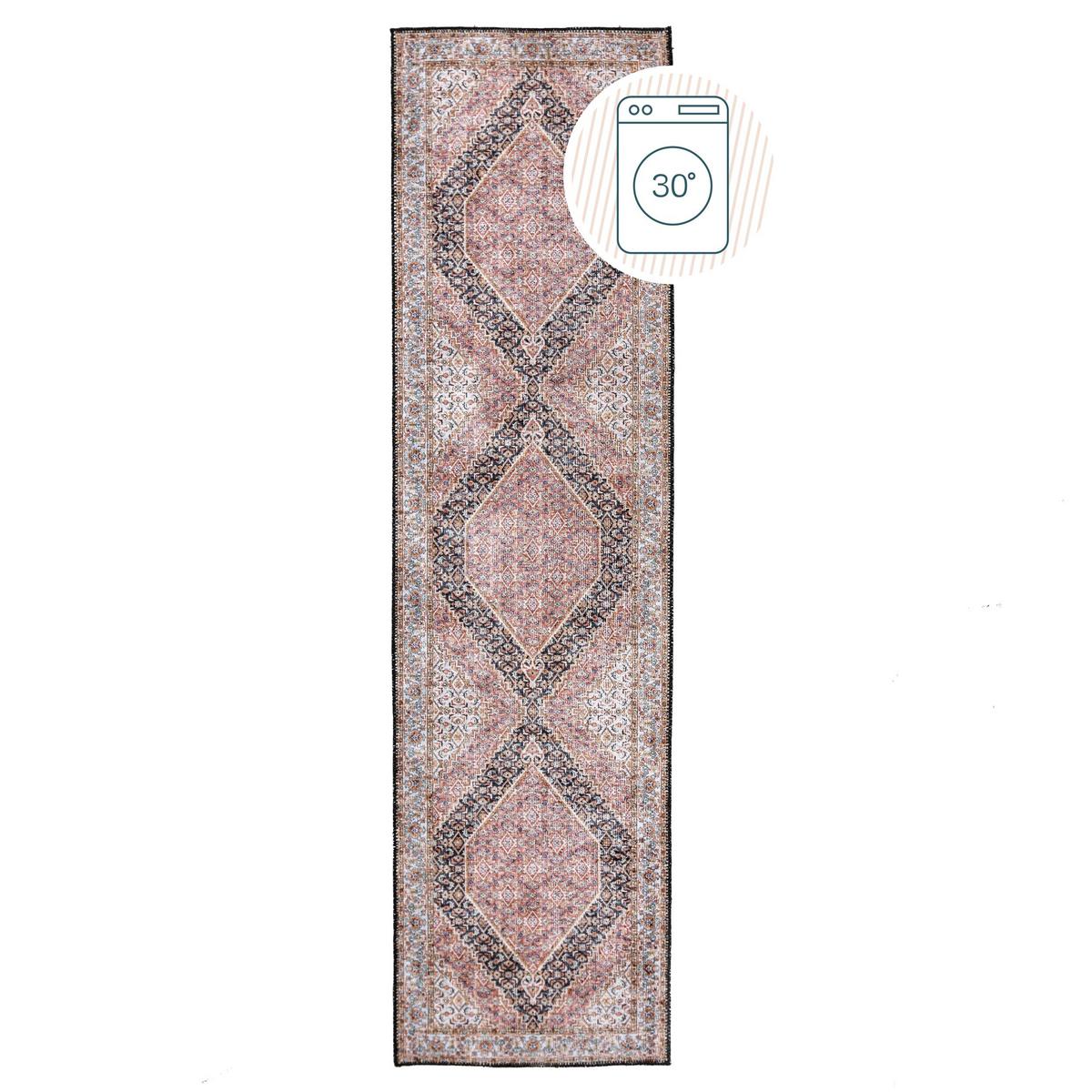 TEPPICH Waschbar HURST, orientalisch mit Medaillon, Rosa, 60 x 230 cm - Rosa, Textil (230/60cm) - KADIMA DESIGN