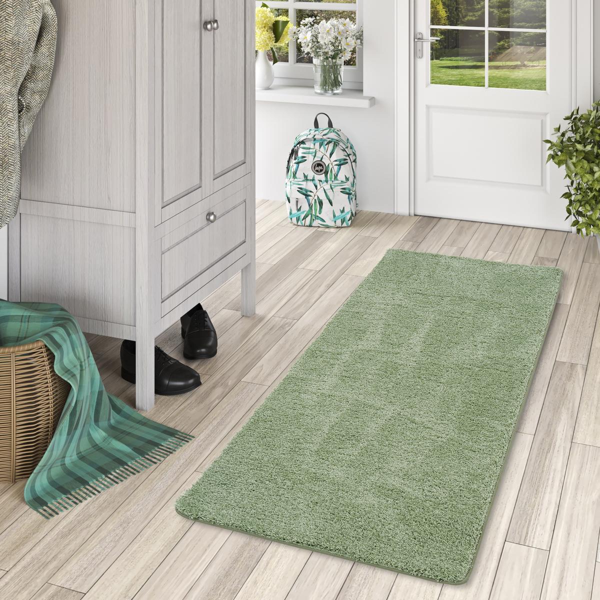LUXUS HOCHFLOR LANGFLOR LÄUFER TEPPICH MILANO - Mintgrün, Textil (100/100cm) - Snapstyle