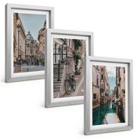 BILDER SET 3er Set - 20x30 cm Silberner Rahmen - Venedigs Wasserstraßen - Silberfarben, Kunststoff (20/30cm) - TULUP