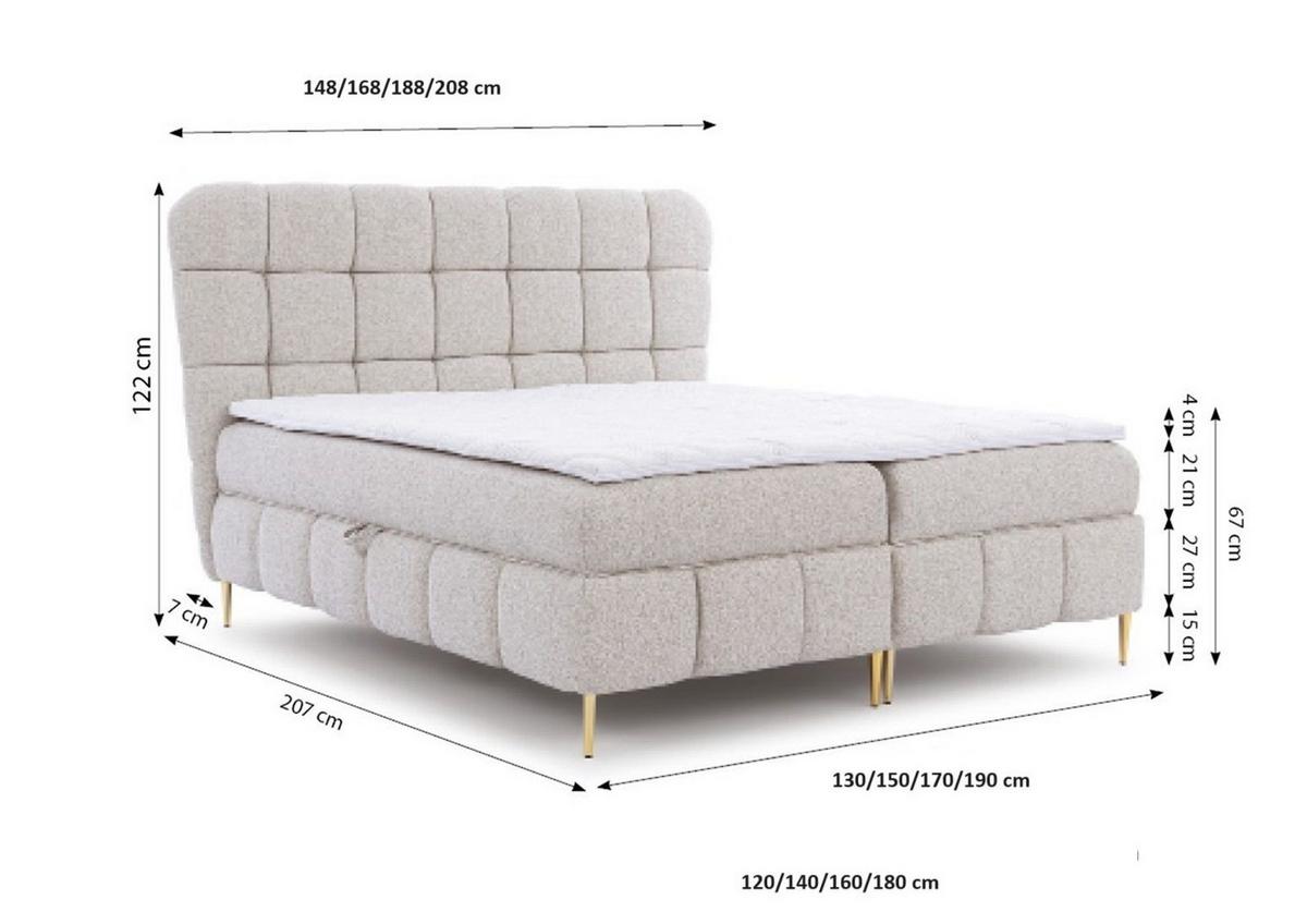 BOXBETT Grazia In Corbett - Dunkelblau, Holzwerkstoff/Textil (160/200cm) - Fun Möbel