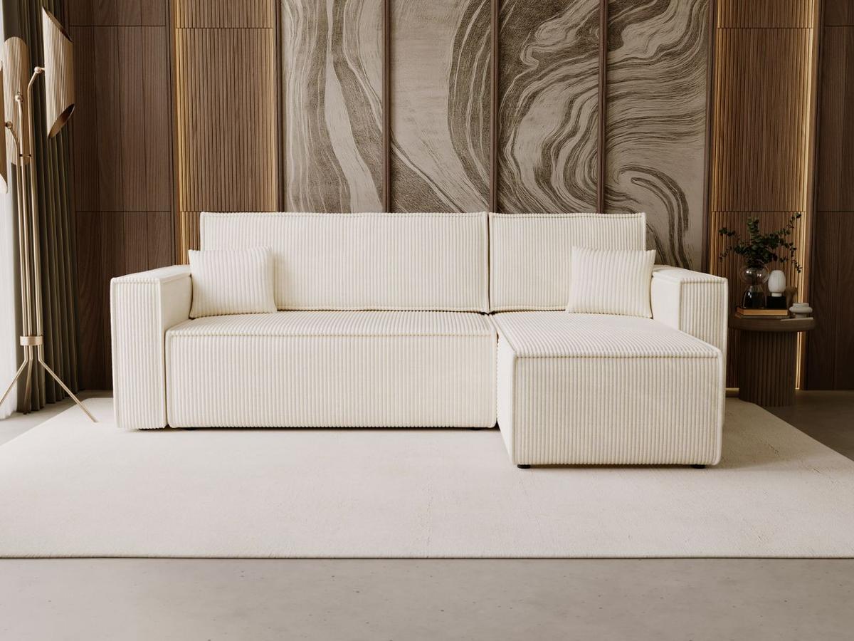 ECKSOFA Prato L Beige - Beige/Schwarz, Holz/Textil (253/145cm) - Graingold