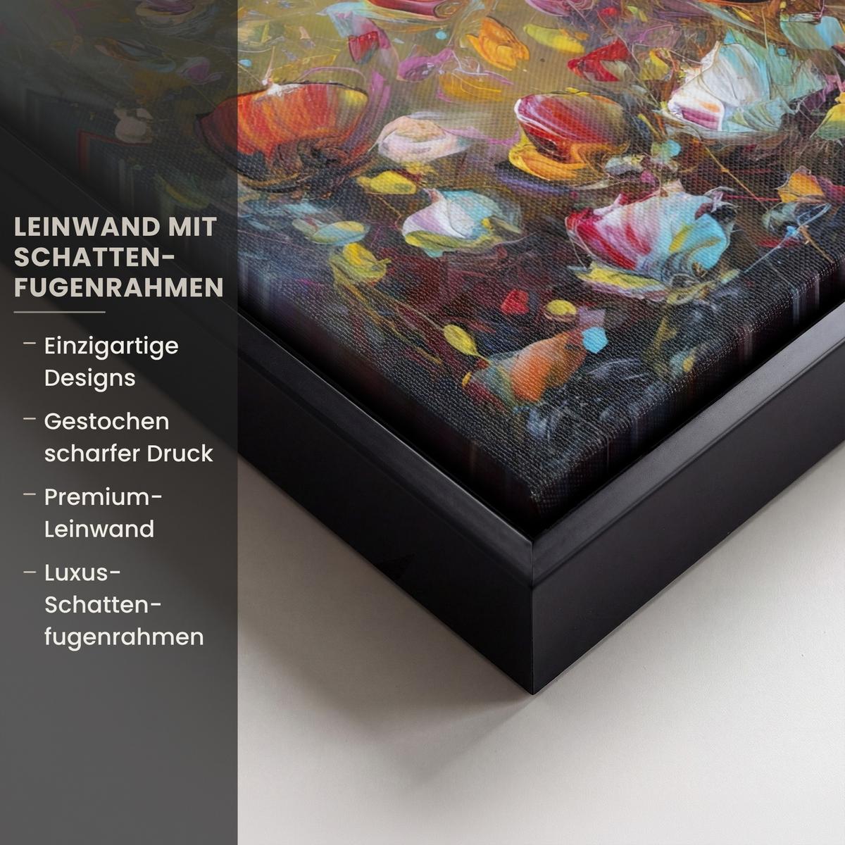 LEINWAND Bilder mit Rahmen - Blumen - Kunst - Natur - Ölgemälde - 30x20 - Multicolor, Textil (30/20cm) - MuchoWow
