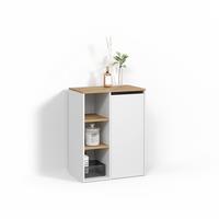 BADSCHRANK Paolina Weiß/Artisan 68 x 88.2 cm mit offenen Regalen und Wäschekorb - Weiß/Eiche Artisan, Holzwerkstoff (68/88.2/40.5cm) - Livinity®