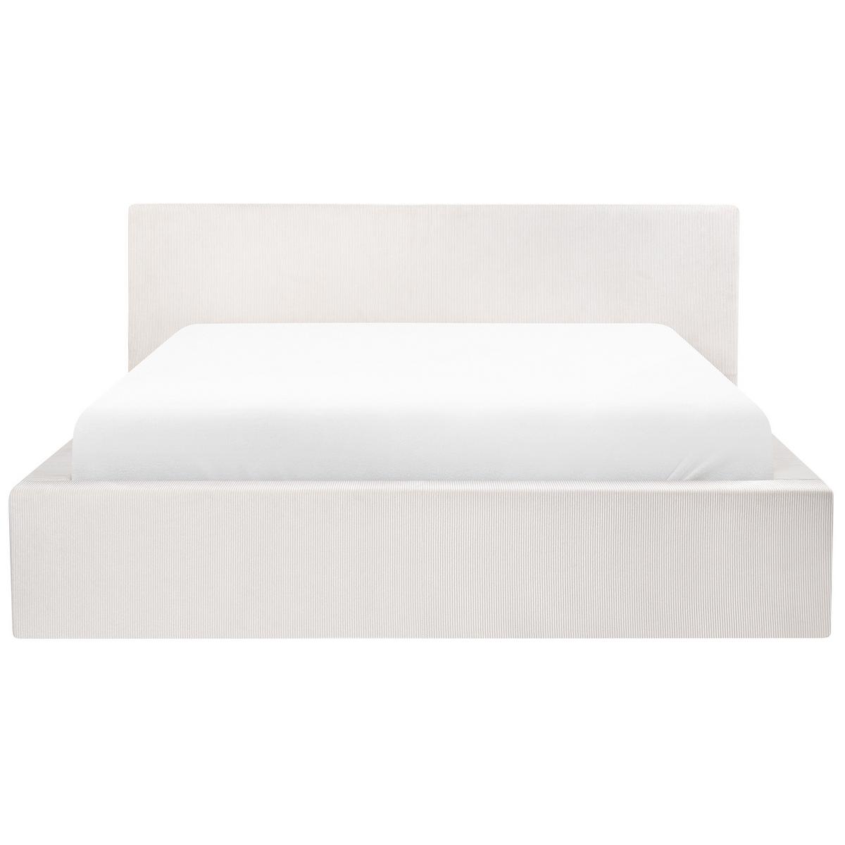 BETT mit Stauraum 180/200 cm Cord Hellbeige Lillebonne - Beige, Textil (180/200cm) - Beliani