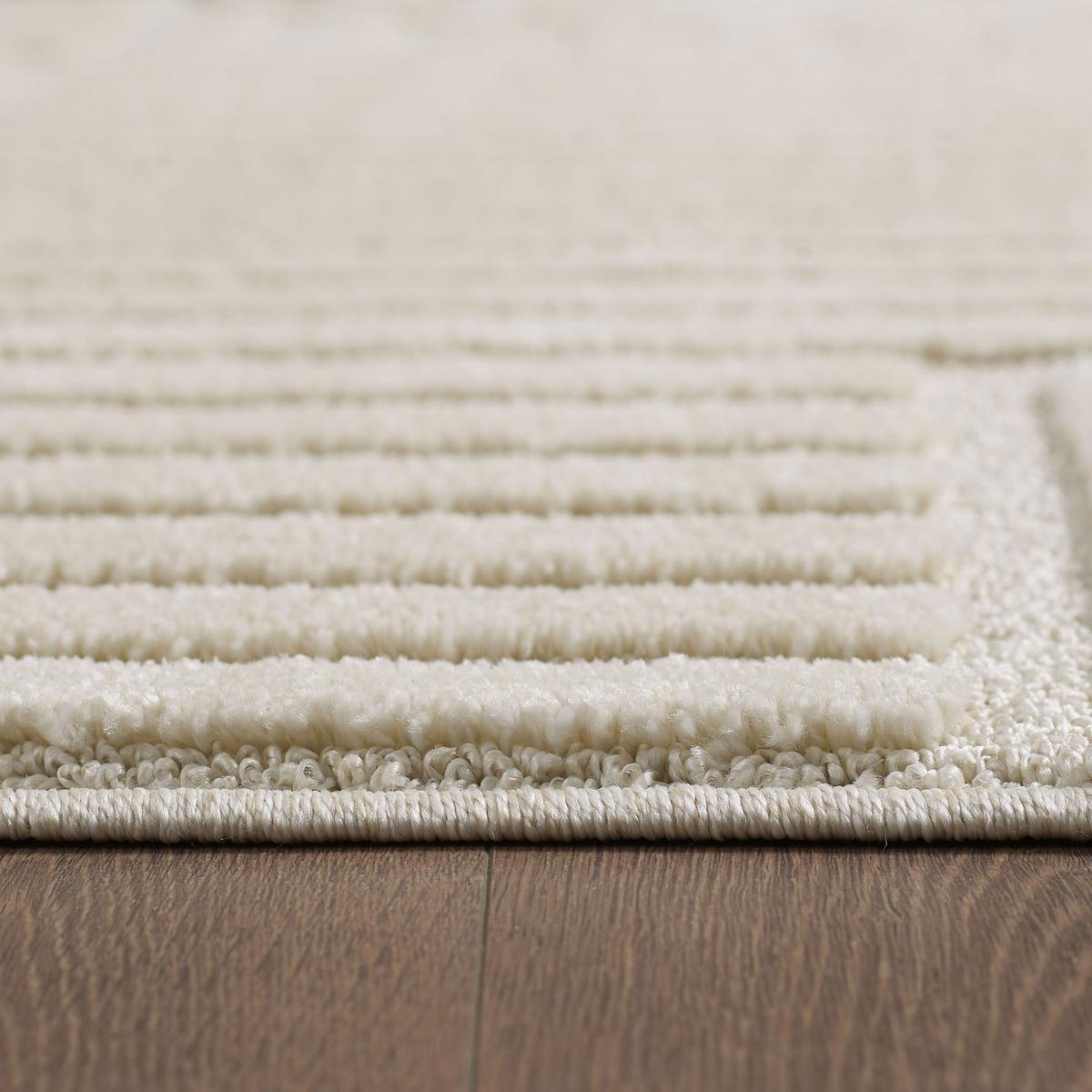 HOCHFLORTEPPICH RIGI, im Skandi-Boho-Stil, Creme, Ø 120 cm - Beige, Textil (120/120cm) - KADIMA DESIGN
