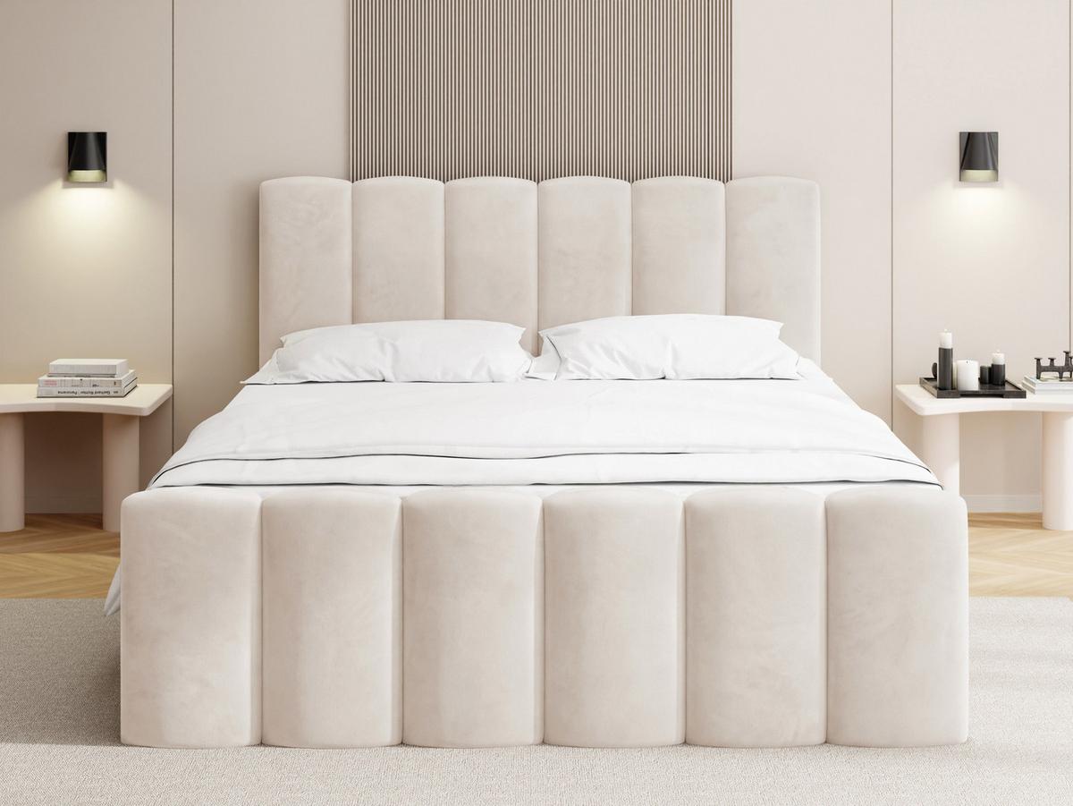 BOXBETT Serenity mit Bettkasten, Samt Beige 120x200 cm – inkl. H4 Taschenfederkern Matratze & Foam Topper - Ecru/Beige, Holz/Holzwerkstoff (120/200cm) - WFL GROUP