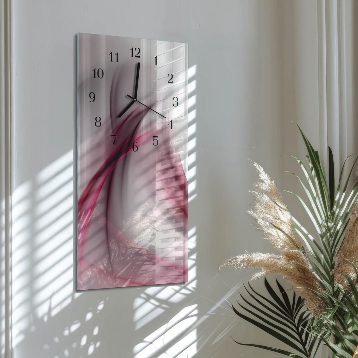WANDUHR aus Glas 30x60 cm - Abstraktion - Lila, Glas (30/60/0.4cm) - TULUP