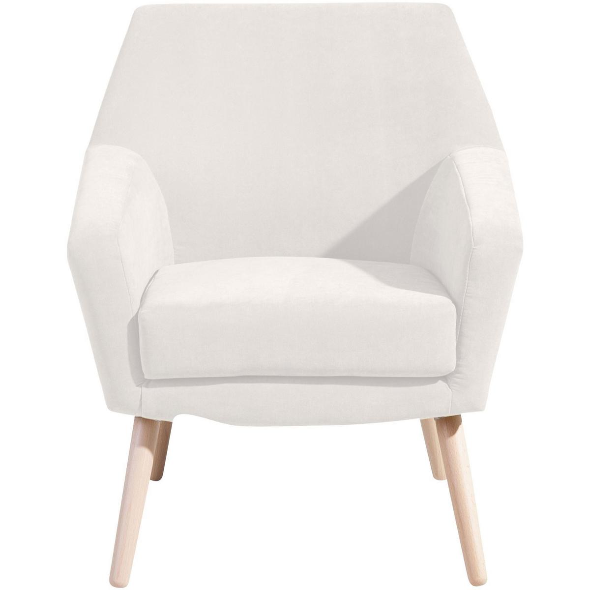 SESSEL Kachka Bezug Veloursstoff Buche natur / creme - Weiß, Kunststoff (71/81/67cm) - 58aufmkessel