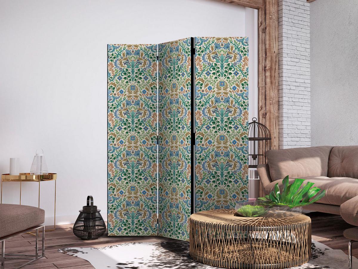 PARAVENT Einseitig Bedruckter 3-tlg 135x172 cm Bunte Ornamente Retro - Multicolor, Holz/Textil (135/172/3cm) - Muralo