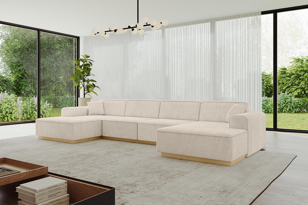 WOHNLANDSCHAFT IREA-U2-v2 - 386x165x80 cm Beige - Beige, Holzwerkstoff/Textil (386/80/165cm) - ALTDECOR