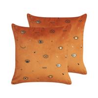 DEKOKISSEN 2er-Set Orange 45/45 cm Aeonium - Orange, Textil (45/45cm) - Beliani