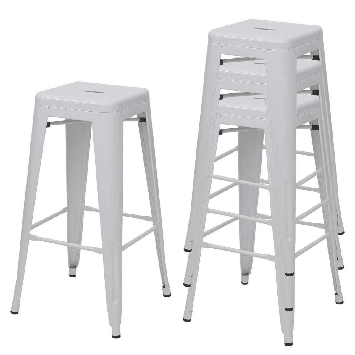 BARHOCKER METALL Weiß 4er-Set - Weiß, Metall (43/77/43cm) - MCW