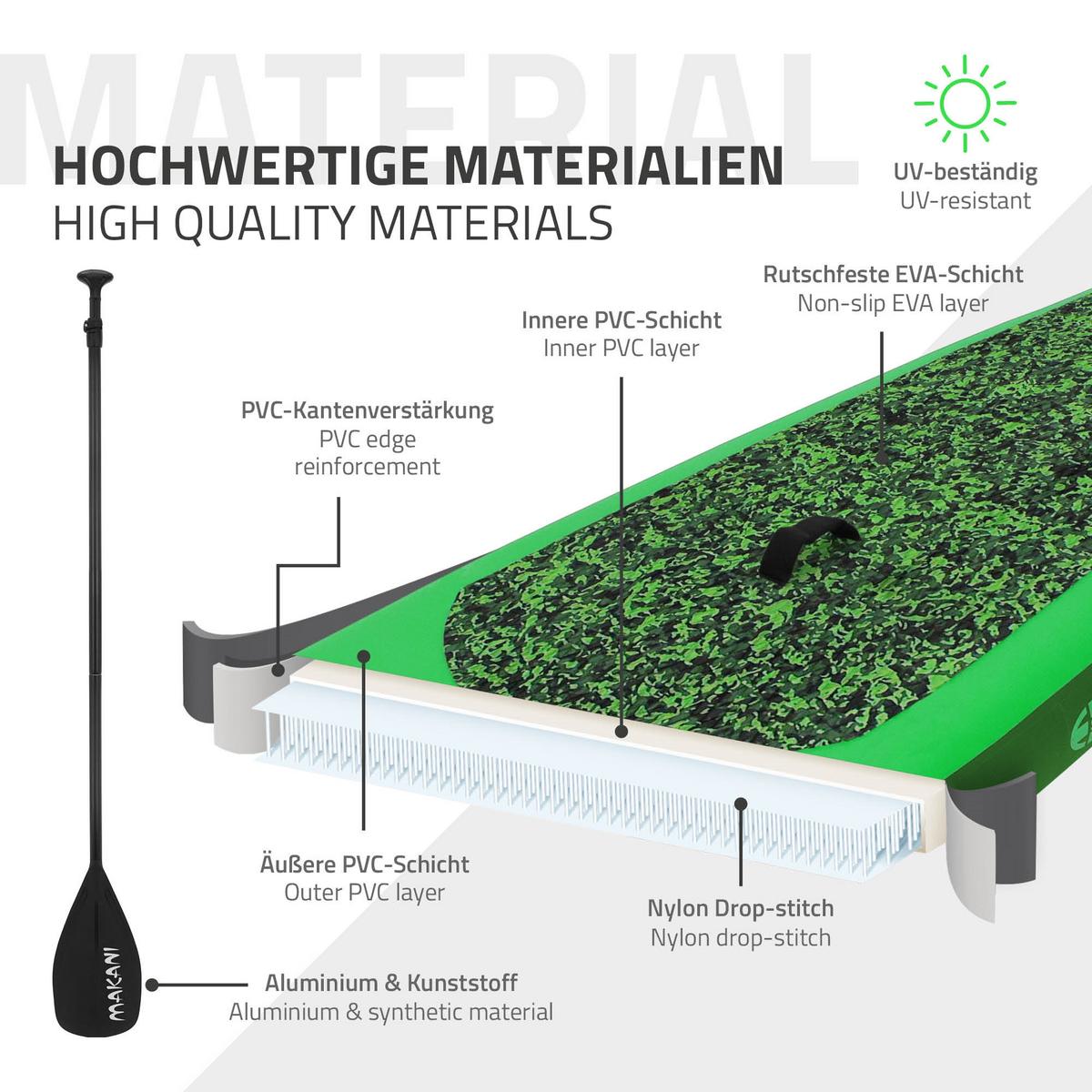 STAND UP PADDLE BOARD Makani Grün - Grün, Kunststoff (320/80/15cm) - ECD-Germany