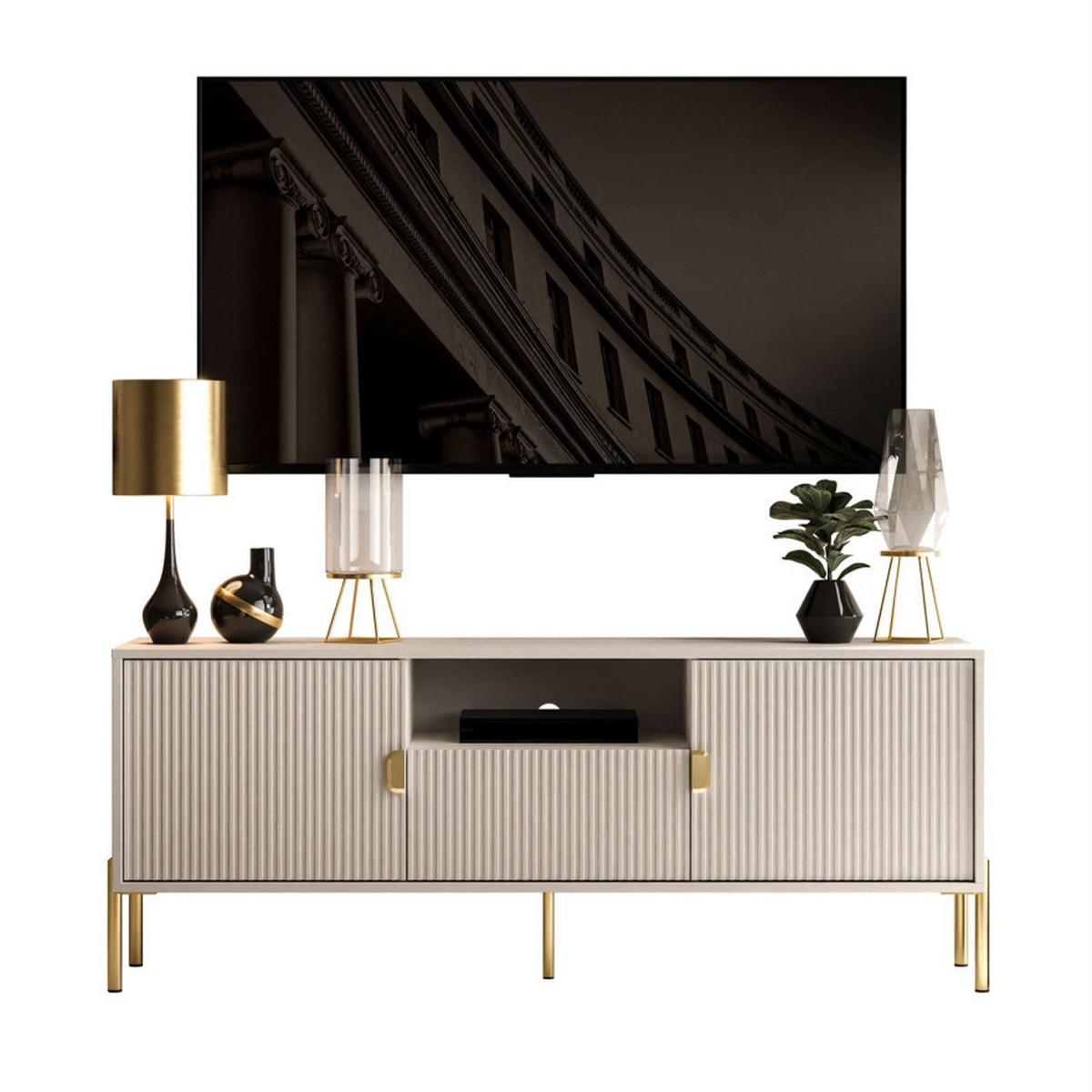TV Rack DALIA 155 cm - Kaschmir/Goldfarben, Holzwerkstoff (155/58/40cm) - Lookway