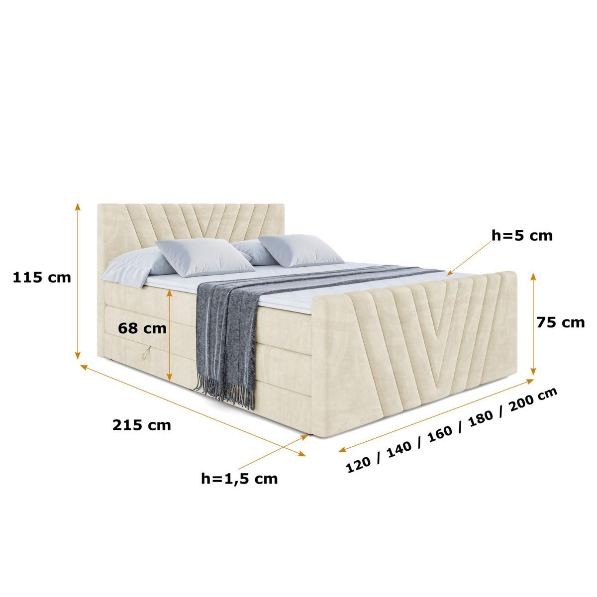 BOXSPRINGBETT ERNINA-Z KING - 140x200 - H3/H4 - Beige - Beige, Holzwerkstoff (140/200cm) - ALTDECOR