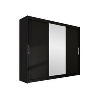 KLEIDERSCHRANK Aston I - Silberfarben/Schwarz, Holzwerkstoff/Kunststoff (250/215/58cm) - MIRJAN24
