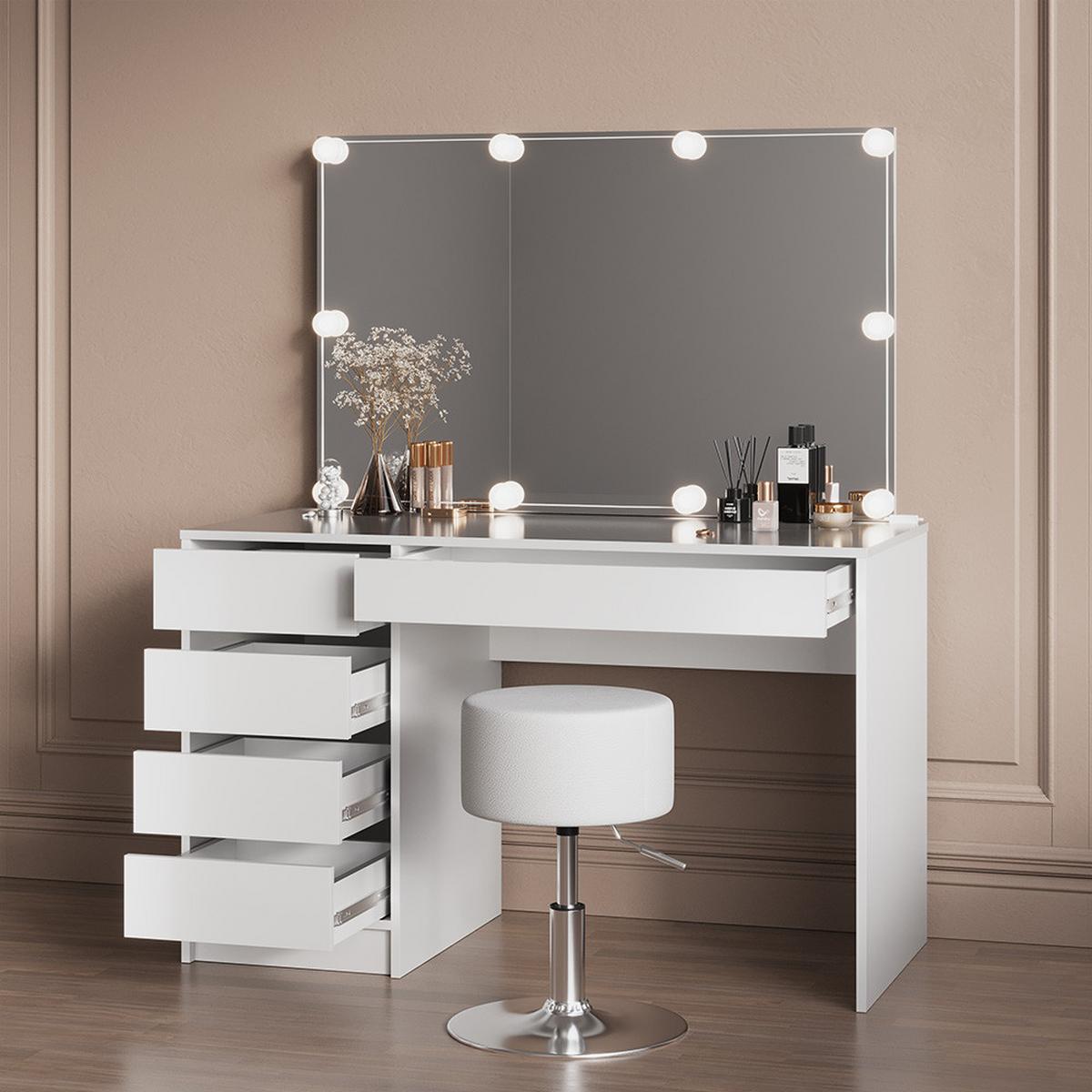 SCHMINKTISCH Imola Weiß Hochglanz 120 x 75 cm - Weiß Hochglanz, Holzwerkstoff (55/120/75cm) - Livinity®