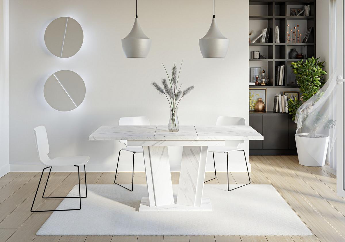 ESSTISCH SAMAR Ausziehbar 120 - 160 / 80 x 76 cm - Hellgrau/Weiß, Holz (120/80/76cm) - MASSENO